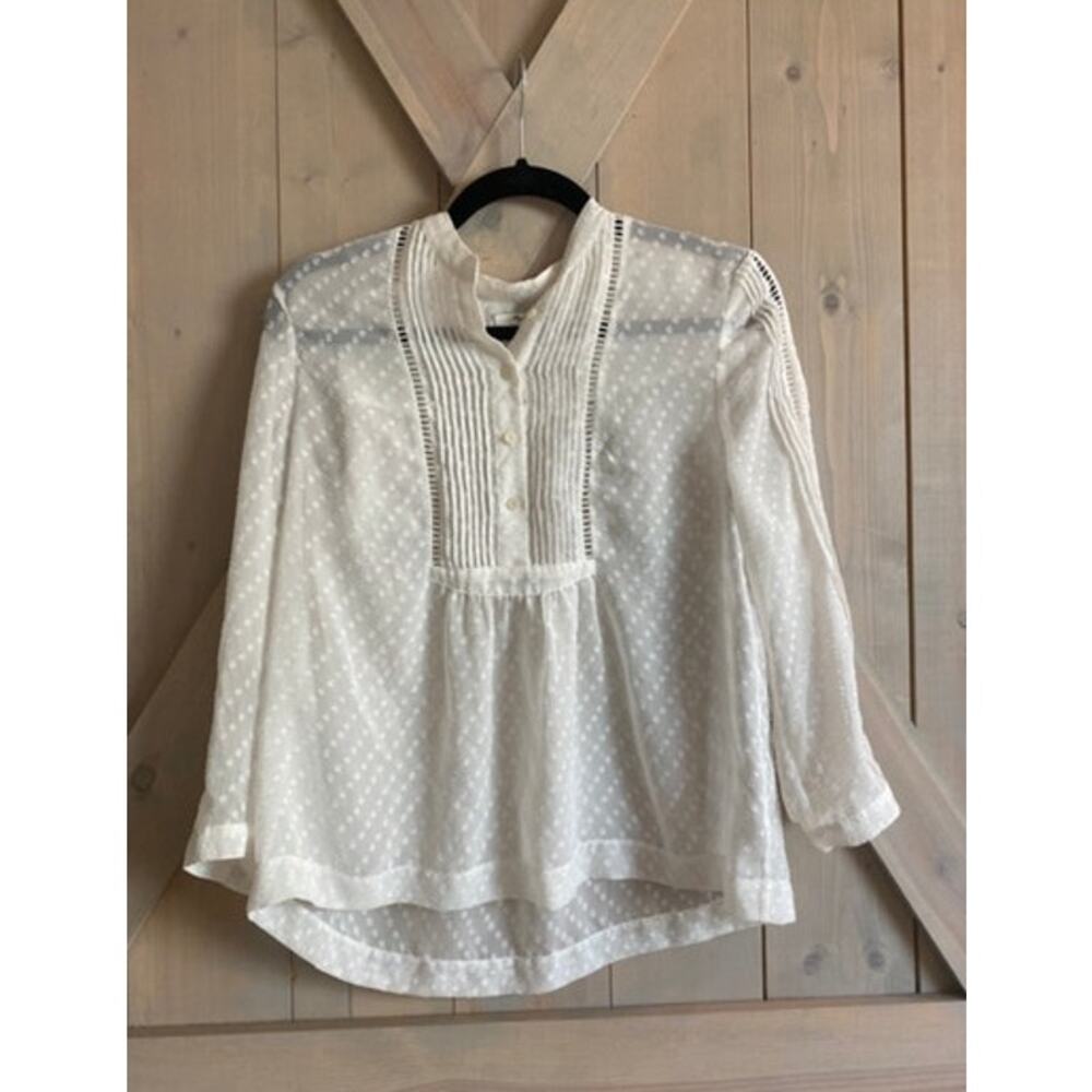Madewell shirt blouse lot s xs yellow coral blouse Atlantic stripe Swiss dot - Picture 15 of 16